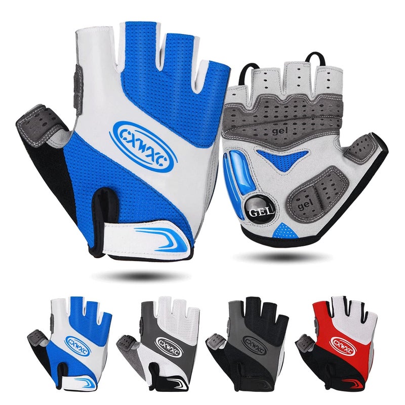 CXWXC Cycling Gloves for Men Women - Breathable Gel Road Mountain Bike Riding Gloves - Anti-Slip Half Finger Glove for Fitness Cycling Training Outdoor Sports - Image 1
